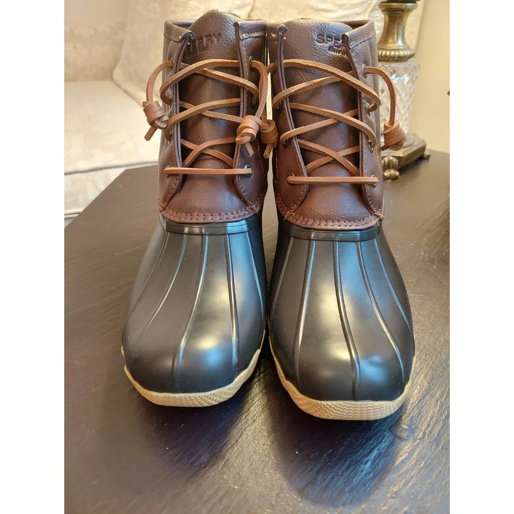 Sperry Top-Sider Saltwater Duck Boot Brown Rain Boots Size 6M Girls/7.5M Wms NEW